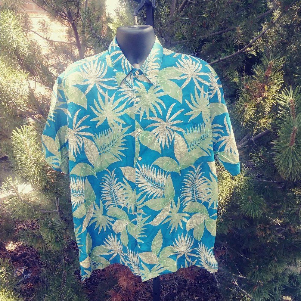 *Summer Sale*Tori Richard Aloha Leaf Print Shirt L
